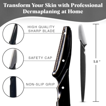 Kitsch Dermaplaning Tool - Face Razors for Women and Men, Eyebrow Trimmer & Face Shaver for Women, Facial Hair Removal for Women and Men, Dermaplane Razor for Women Face, 12 pc (Black)