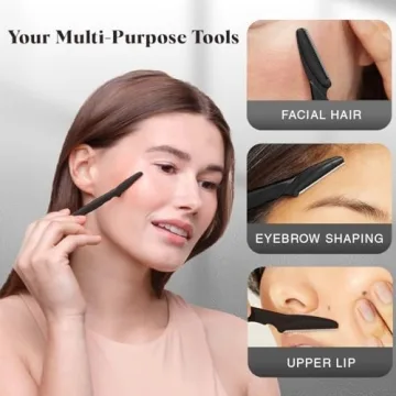 Kitsch Dermaplaning Tool - Face Razors for Women and Men, Eyebrow Trimmer & Face Shaver for Women, Facial Hair Removal for Women and Men, Dermaplane Razor for Women Face, 12 pc (Black)