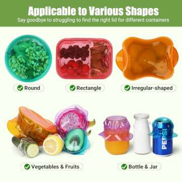 Silicone Stretch Lids for Food Storage in Fridge, Reusable Elastic Bowl Covers for Cup, Cans, Jars, ...