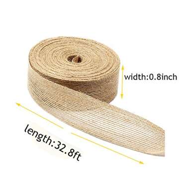FOLAI 3 Rolls of Natural Burlap Fabric With Beautiful Burlap Ribbon Wedding Event Party And Home Dec...