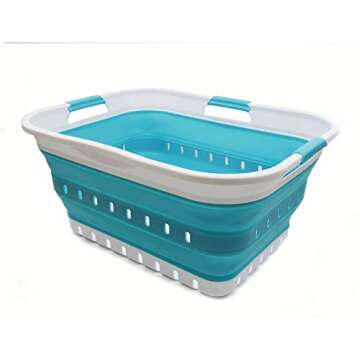 SAMMART 42L Collapsible Plastic Laundry Basket - Foldable Pop Up Storage Container/Organizer - Space...