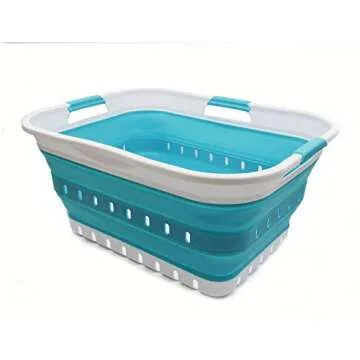 SAMMART 42L Collapsible Plastic Laundry Basket - Foldable Pop Up Storage Container/Organizer - Space...