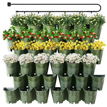 Worth Garden 36 Pockets Self Watering Vertical Planters Indoor Outdoor Living Wall Mounted - 9' Auto...
