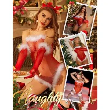 RSLOVE Christmas Lingerie Sexy Santa Fishnet Bodysuit