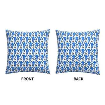 Xindi Blue Rabbit Monkeys Throw Pillow Covers Bedroom Couch Sofa Square Pillow Case Decorative Pillow Covers 18x18 Inch Pillowcase Cushion Covers with Zipper,10265