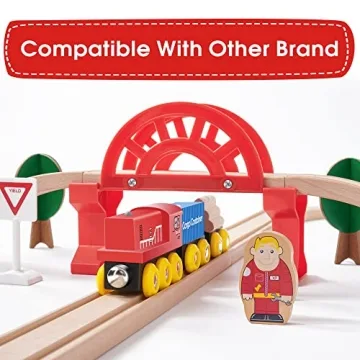 Crane Train Set for 3+ Kids - 55 Piece Wooden Toy