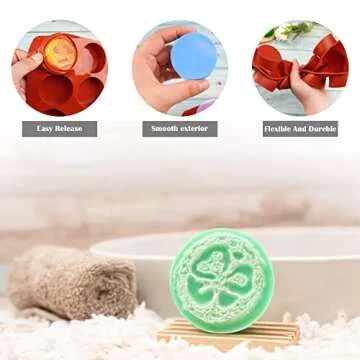 Sakolla 2 Pack Round Silicone Soap Molds 12 Cavity Cylinder Handmade Silicone Molds for Soap Making Supplies DIY Bath Bombs Shower Steamer Lotion Bars, Loofah Soap…