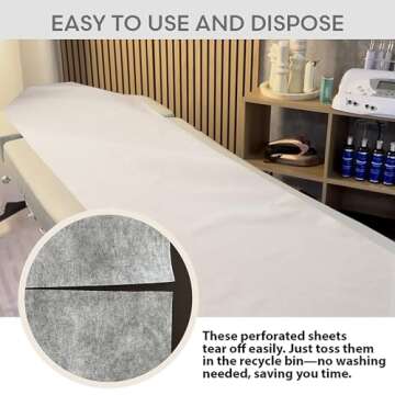 SKINACT White Disposable Non-woven BED Cover Roll Perforated (23" Wide X 375 Feet Long)Massage Table Sheets Wax Facial Chair