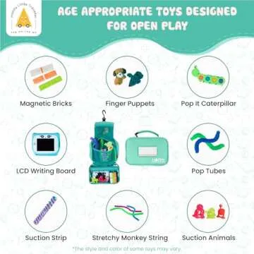 Travel Essentials for Kids – All-in-One Activity Kit for Travel, Road Trip Activities for Kids - Hanging Bag, Includes Toys and Activities for Airplanes, Hotels - Boys & Girls 1-3 Years (Seafoam)