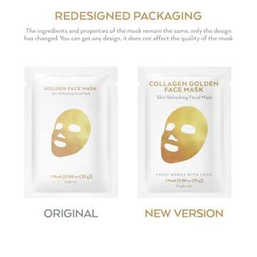 Korean Collagen Face Mask 4 pack - 24K Gold Face Mask Skin Care - Premium Alternative to Korean Sheet Masks - Deep Collagen Mask For Face, Skin - Hydrating Face Masks Skincare - Korean Face Mask Set