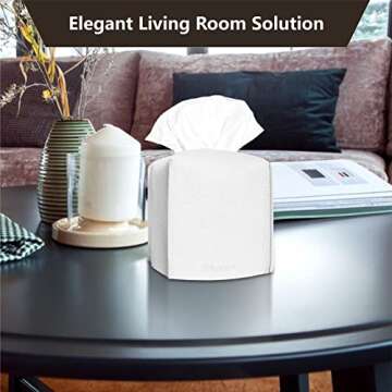 2 Pcs Tissue Box Cover Holder, Square with Bottom Belt - PU Leather Cube Cover Decorative Organizer ...