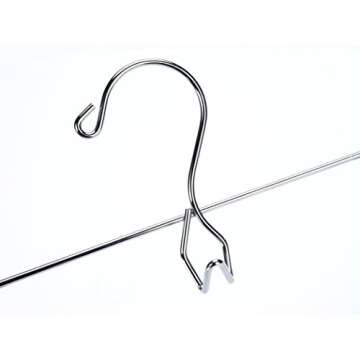6 Quality Pants Hangers Heavy Duty Add-on Skirt/Slack Metal Hanger, Extra Wide Adjustable Clips, Multi Stackable Add on Hangers, Chrome, Jeans, Bottoms, Set of 6