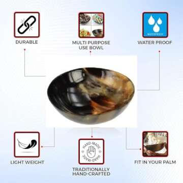 Scissors Art Set of 3 Horn Bowls Hand Crafted Large/medium/Small Serving Natural Buffalo Horn Bowls gift for mother,sister, girlfriend, relatives, christmas gift-– Polished Finish