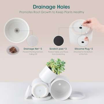 vancasso Ceramic Plant Pots - Elegant 3 Piece Planters