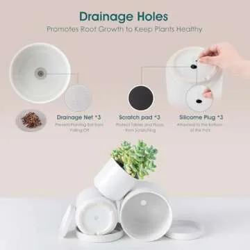 vancasso Ceramic Plant Pots - Elegant 3 Piece Planters