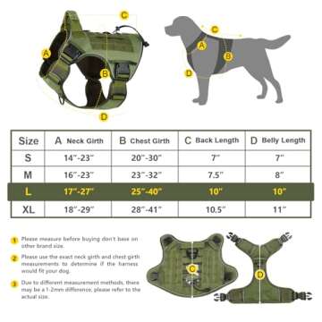 WINGOIN Tactical Dog Harness for Large Dogs, Heavy Duty No Pull Dog Harness with Handle, Adjustable ...