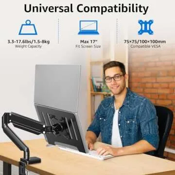 MOUNTUP Adjustable Laptop Arm Desk Mount for 3.3-17.6lbs, Fits 13-17 Inch Laptops