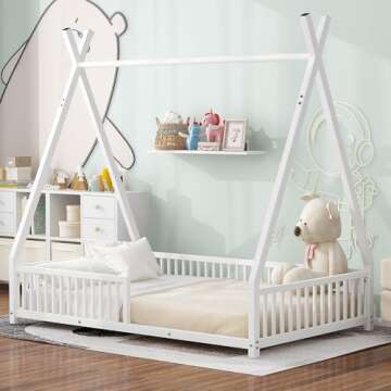 LUSPAZ Twin Metal House Bed for Kids - Safe & Stylish