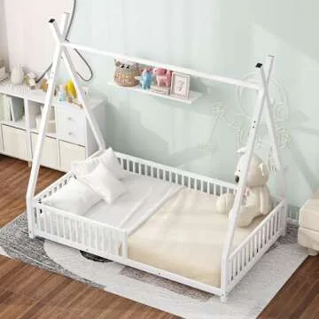 LUSPAZ Twin Metal House Bed for Kids - Safe & Stylish