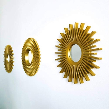 Gold Mirrors for Wall | Pack of 3 Decorative Round Mirrors