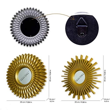 Gold Mirrors for Wall | Pack of 3 Decorative Round Mirrors