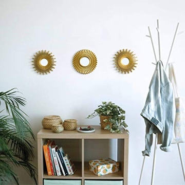 Gold Mirrors for Wall | Pack of 3 Decorative Round Mirrors