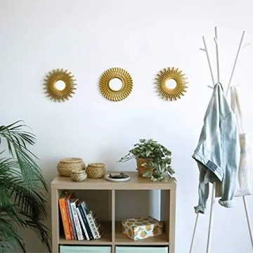 Gold Mirrors for Wall | Pack of 3 Decorative Round Mirrors