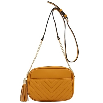 FashionPuzzle Quilted Crossbody Bag with Chain Strap