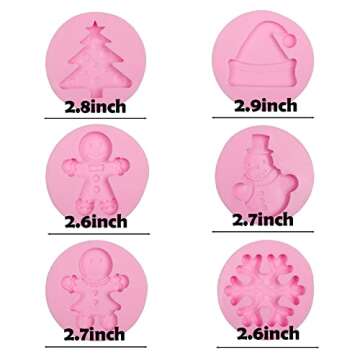 Gingerbread Man Silicone Molds, Christmas Snowman Snowflake Christmas Tree Hat Chocolate Molds for C...