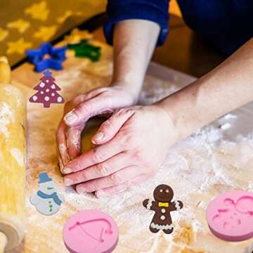 Gingerbread Man Silicone Molds, Christmas Snowman Snowflake Christmas Tree Hat Chocolate Molds for Cake Decoration Cupcake Topper Candy Sugar Craft Cookie Baking