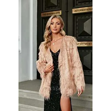 Simplee Women's Luxury Winter Warm Faux Fur Short Coat Fluffy Furry Jacket Parka Outwear for Wedding...