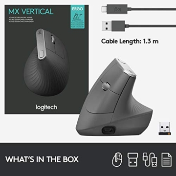 Logitech MX Vertical Wireless Ergonomic Mouse for Comfort