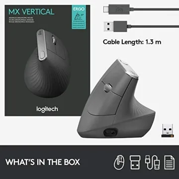 Logitech MX Vertical Wireless Ergonomic Mouse for Comfort