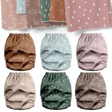 Mama Koala 3.0 Pocket Cloth Diapers for Babies with AWJ Lining, 6 Pack with 6 4-Layer Natural Cloth ...