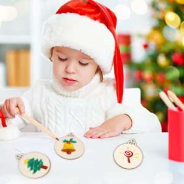 OurWarm 100pcs Natural Wood Slices 3.5inch, DIY Wooden Christmas Ornaments Unfinished Predrilled Wood Circles for Crafts Centerpieces Holiday Hanging Decorations