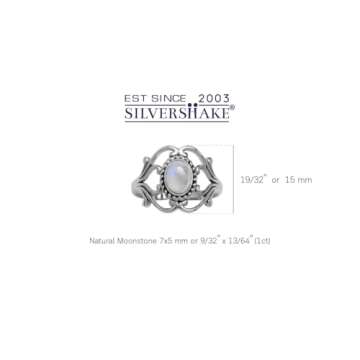 Silvershake Natural Moonstone 925 Sterling Silver Victorian Style Rope Ring Size 11
