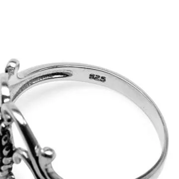 Silvershake Natural Moonstone 925 Sterling Silver Victorian Style Rope Ring Size 11