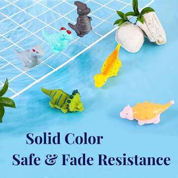 XY-WQ Bath Toys No Hole, for Infants 6-12& Toddlers 1-3, No Hole Bathtub Toys (Dinosaur Ⅱ, 6 Pcs with Mesh Bag)