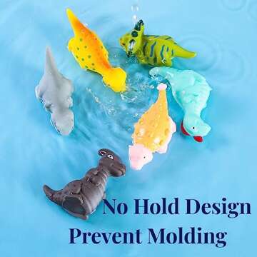 XY-WQ Bath Toys No Hole, for Infants 6-12& Toddlers 1-3, No Hole Bathtub Toys (Dinosaur Ⅱ, 6 Pcs with Mesh Bag)