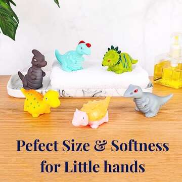 XY-WQ Bath Toys No Hole, for Infants 6-12& Toddlers 1-3, No Hole Bathtub Toys (Dinosaur Ⅱ, 6 Pcs with Mesh Bag)