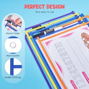 Gamenote Reusable Dry Erase Pockets 30 Pack for Classrooms