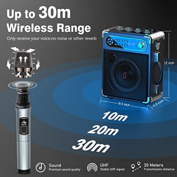 HWWR Portable Karaoke Machine with 3 Wireless Microphones