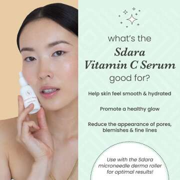 ﻿Sdara Skincare Vitamin C Serum for Face with Hyaluronic Acid 5% - 1 fl oz Skin Brightening Face S...