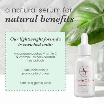 ﻿Sdara Skincare Vitamin C Serum for Face with Hyaluronic Acid 5% - 1 fl oz Skin Brightening Face Serum to Reduce the Look of Sun, Age, and Dark Spots