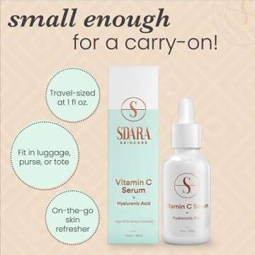 ﻿Sdara Skincare Vitamin C Serum for Face with Hyaluronic Acid 5% - 1 fl oz Skin Brightening Face Serum to Reduce the Look of Sun, Age, and Dark Spots