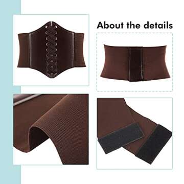2 Pieces Corset Cinch Belt Tied Elastic Waist for Women Dress Overcoat Halloween Costume Accessories