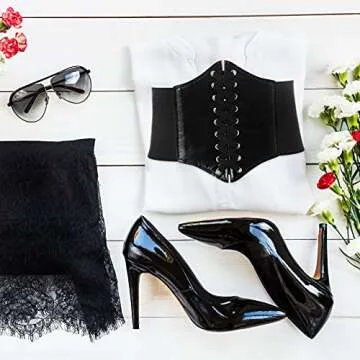 Vintage Corset Cinch Belts for Women - 2 Pack Set