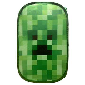 Jay Franco Minecraft Creeper Pop Up Hamper - Mesh Laundry Basket/Bag with Durable Handles, 22" x 14"