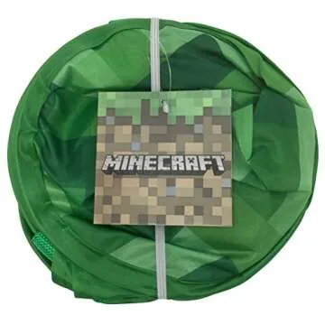 Jay Franco Minecraft Creeper Pop Up Hamper - Mesh Laundry Basket/Bag with Durable Handles, 22" x 14"