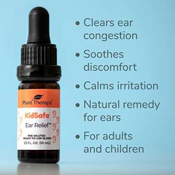 Plant Therapy KidSafe Ear Relief Essential Oil Ear Drops Blend Pre-Diluted 10 mL (1/3 oz) 100% Pure,...